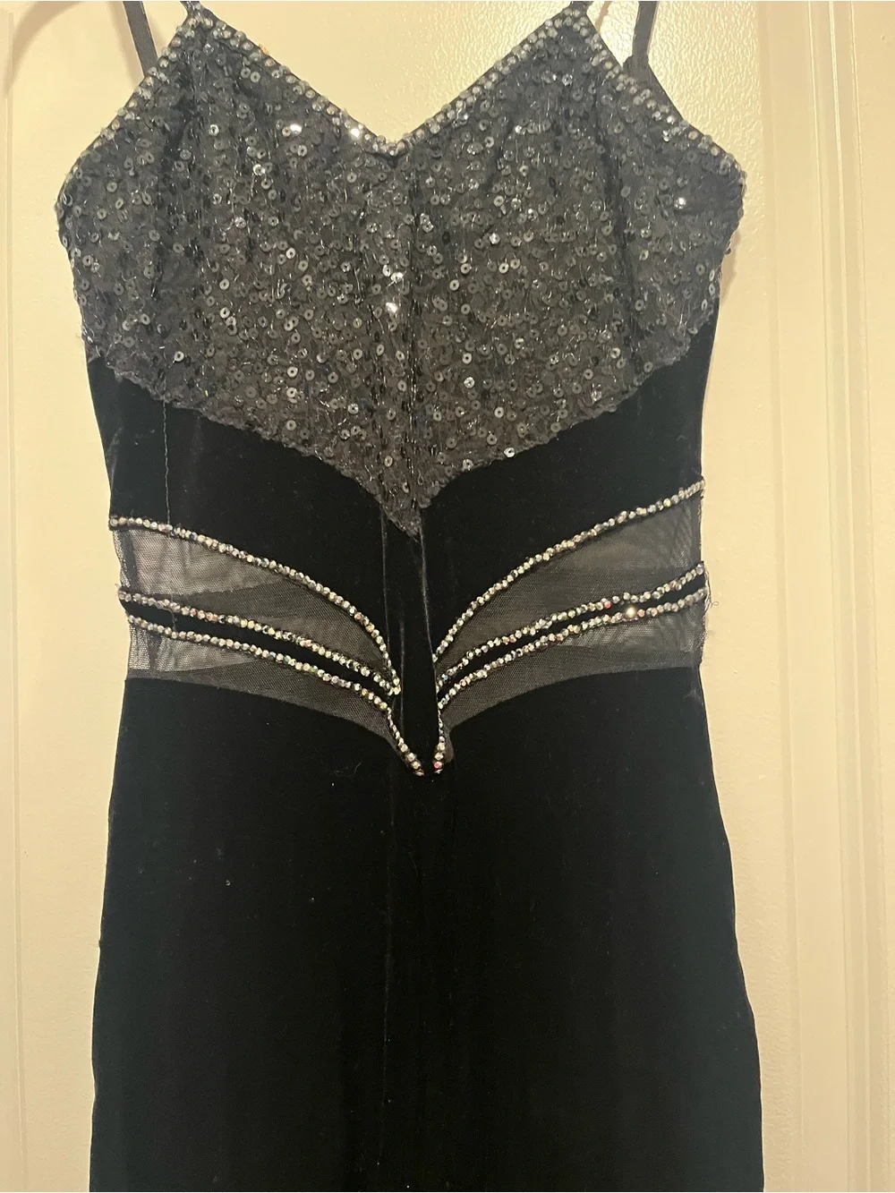 Black Beaded Velvet Dance Unitard